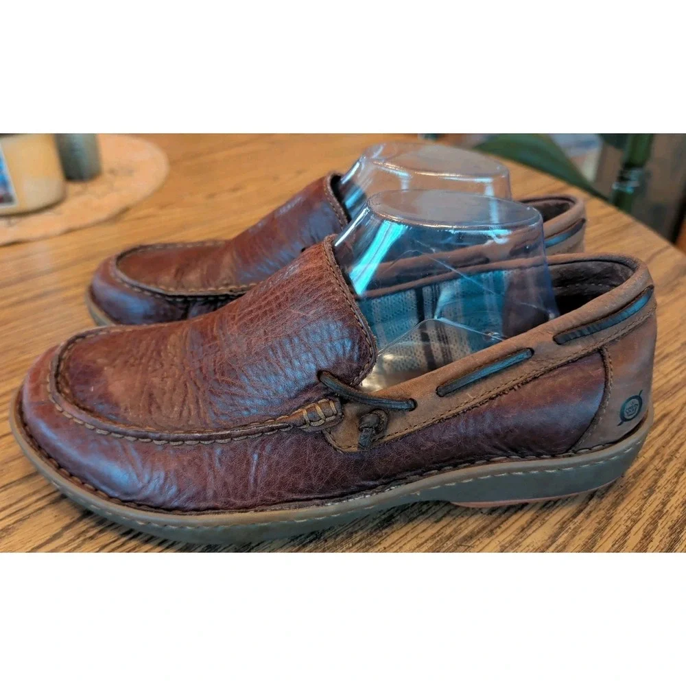 Born Loafers Men's Size 9 W Two Tone Brown Leather Slip On Shoes Casual Comfort